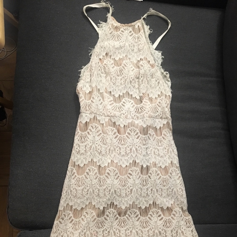 Stylestalker white lace halter dress XS
